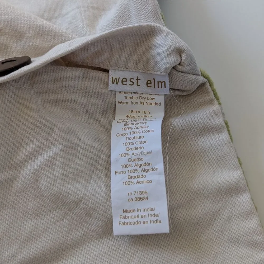 West Elm Green and White Accent Pillow Cover 18